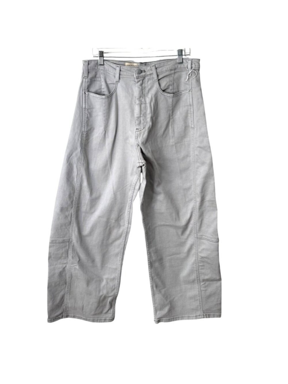 Pilcro Anthropologie Womens Size 32T Barrel-Leg Pants Cropped Gray Jeans
